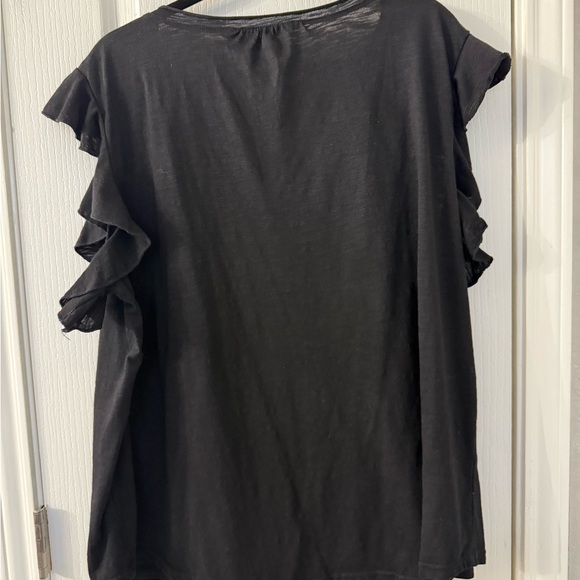 Black Ruffle Sleeve Top - Picture 2 of 2
